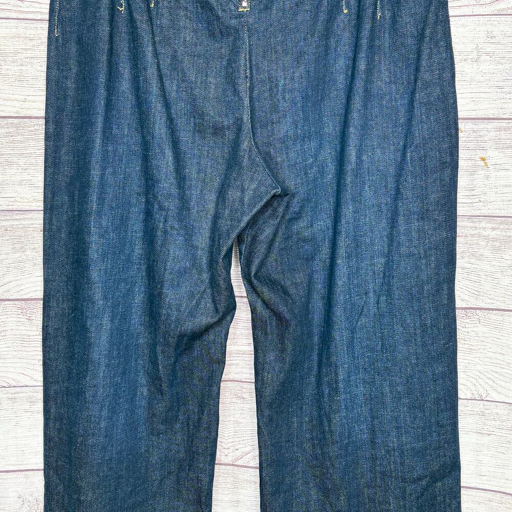 Maeve Colette Ruffle Hem High Rise Wide Leg Dark Wash Cropped Jeans Size 32 Tall - Picture 8 of 12
